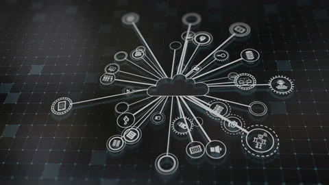 Concept of cloud technologies and server data processing Stock Footage 233346837