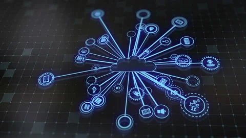 Concept of cloud technologies and server data processing Stock Footage 233347007