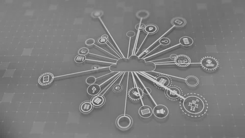 Concept of cloud technologies and server data processing Stock Footage 233347478