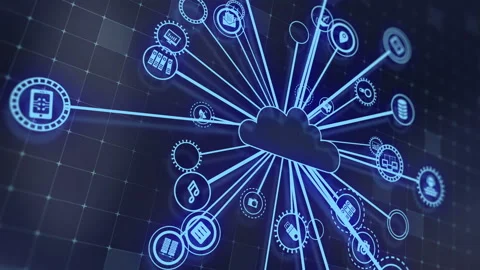 Concept of cloud technologies and server data processing Stock Footage 233348747