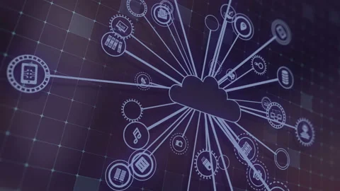 Concept of cloud technologies and server data processing Stock Footage 233349149