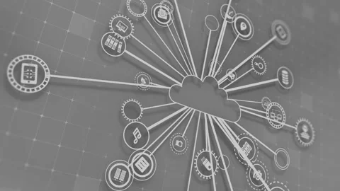 Concept of cloud technologies and server data processing Stock Footage 233349374