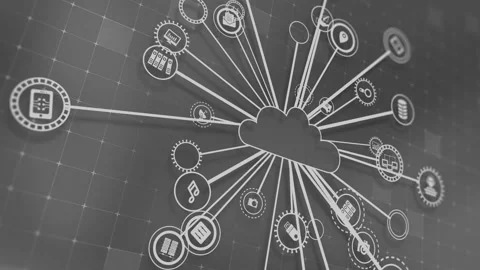 Concept of cloud technologies and server data processing Stock Footage 233349377