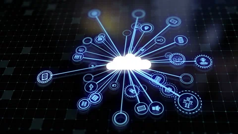 Concept of cloud technologies and server data processing Stock Footage 233349447