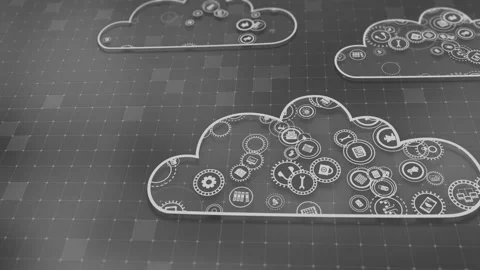 Concept of cloud technologies and server data processing Stock Footage 233528053