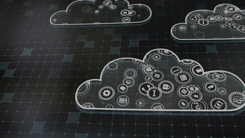 Concept of cloud technologies and server data processing Stock Footage 233528573