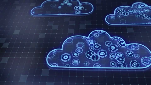 Concept of cloud technologies and server data processing Stock Footage 233528937