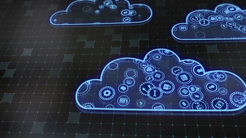Concept of cloud technologies and server data processing Stock Footage 233528981