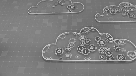 Concept of cloud technologies and server data processing Stock Footage 233529563
