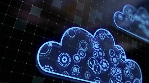 Concept of cloud technologies and server data processing Stock Footage 233530453