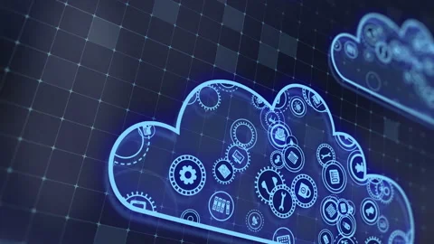 Concept of cloud technologies and server data processing Stock Footage 233531346