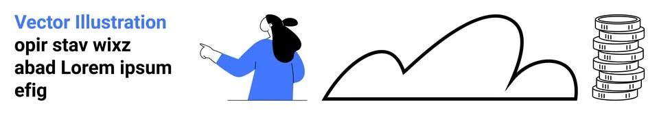 Concept of Cloud Technology and Data Management with Minimalist Art Style Stock Illustration