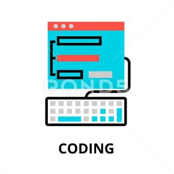 Concept of coding process icon 库存插图