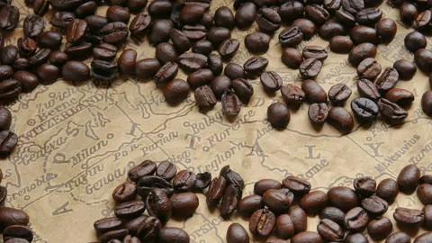 Concept Coffee beans around the map of Italy. Stock Footage 154925073