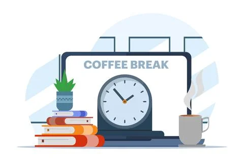 Concept of coffee break, work break, health benefits of body, mind and emotions. Stock Illustration
