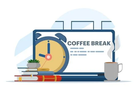 Concept of coffee break, work break, health benefits of body, mind and emotions. Stock Illustration