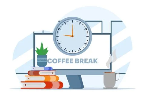 Concept of coffee break, work break, health benefits of body, mind and emotions. Stock Illustration