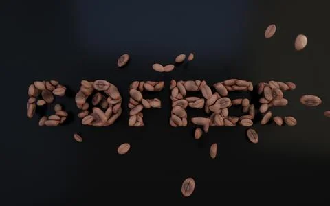 Concept coffee word of coffee beans. Stock Photos