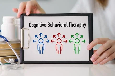 Concept of Cognitive Behavioral write on paper in hands doctor, Medical CBT.. Foto stock