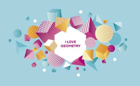 Concept color 3d geometric composition vector illustration. Geometry shapes d Illustrazione stock