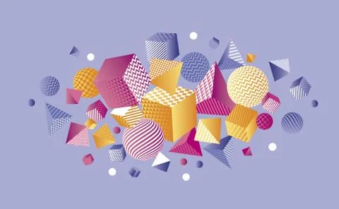 Concept color 3d geometric composition vector illustration. Geometry shapes d Illustrazione stock