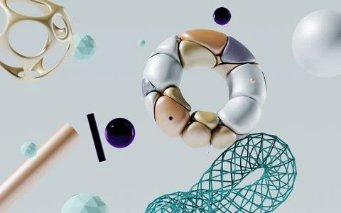 Concept color 3d geometric composition, 3d illustration. Geometry shapes de.. Stock Illustration