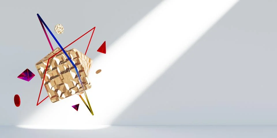 Concept color 3d geometric composition, 3d illustration. Geometry shapes de.. Stock Illustration