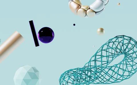 Concept color 3d geometric composition, 3d illustration. Geometry shapes desi Stock Illustration