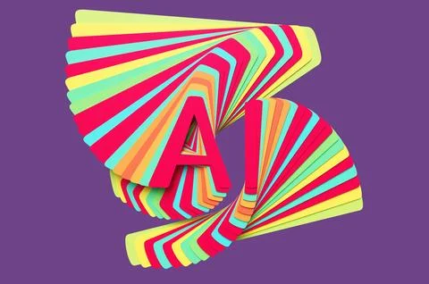 Concept of colored letters AI of artificial intelligence with glitch effect o Stock Illustration