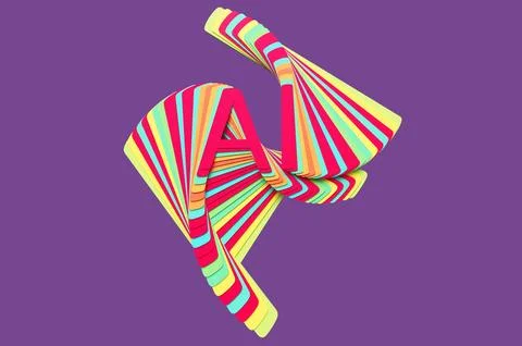 Concept of colored letters AI of artificial intelligence with glitch effect o Stock Illustration