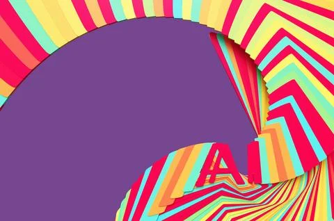 Concept of colored letters AI of artificial intelligence with glitch effect o Stock Illustration