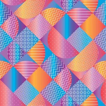 Concept colorful geometric seamless pattern on black background. Illustrazione stock