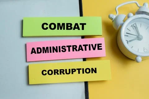 Concept of combat administrative corruption write on sticky notes 写真素材