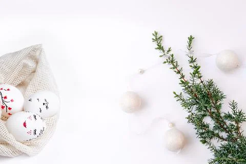 Concept of Combination Christmas and Easter Stock Photos