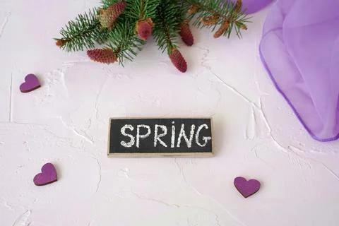 Concept of the coming spring. pine Stock Photos