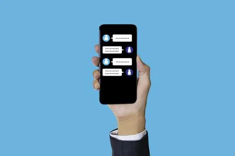The concept of communicating through a communication app, contacting throug.. Stock Photos