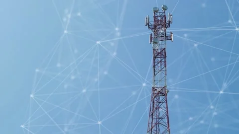 Concept communication Cellular Cellphone relay tower. Telecommunications tower Stock Footage 161385547