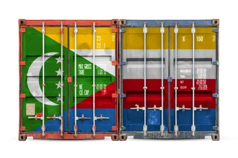 The concept of Comoros  export-import and national delivery of goods. Close-u Stockfoto's