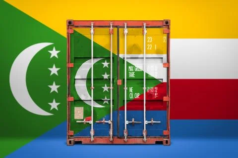 The concept of  Comoros export-import, container transporting and national de Stockfoto's