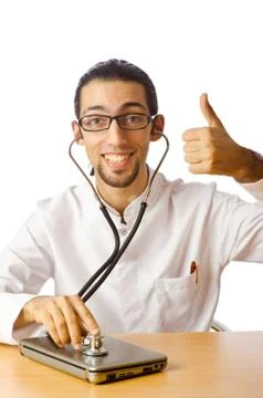 Concept of computer diagnostics on white Foto stock