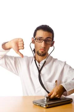 Concept of computer diagnostics on white Foto stock