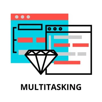 Concept of computer multitasking icon Stock Illustration