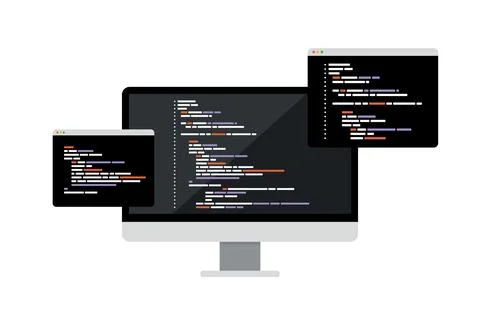 Concept of computer programming or developing software or game. 스톡 일러스트
