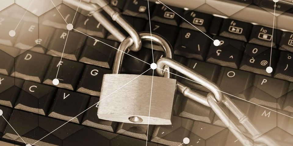 Concept of computer security, light effect, geometric pattern 스톡 사진