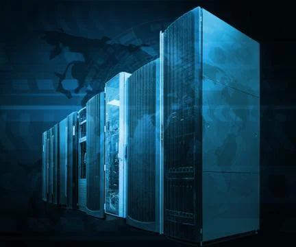 Concept of computer server technologies for big data management. Supercomputer Stock Photos