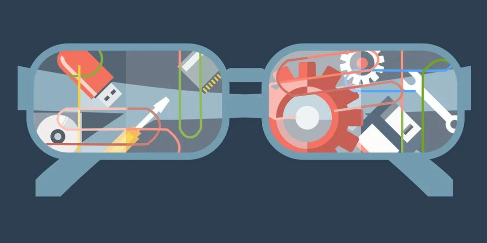 Concept for computer support. Computer technician icons. Flat design vector f Stock Illustration