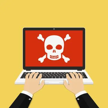 Concept of computer system error. Computer virus, system error flat design ve Illustrazione stock