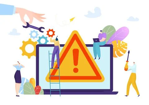 Concept computer technology device, laptop software application system error Stock Illustration