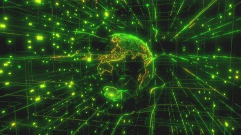 Concept of computer technology of internet of things IOT and big data exchange 库存插图