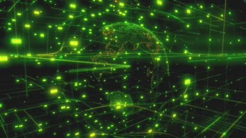 Concept of computer technology of internet of things IOT and big data exchange 库存插图